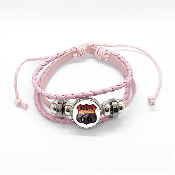 Bracelet en cuir Johnny Hallyday - Rose route 66 15 modèles | Johnny Hallyday Fanclub