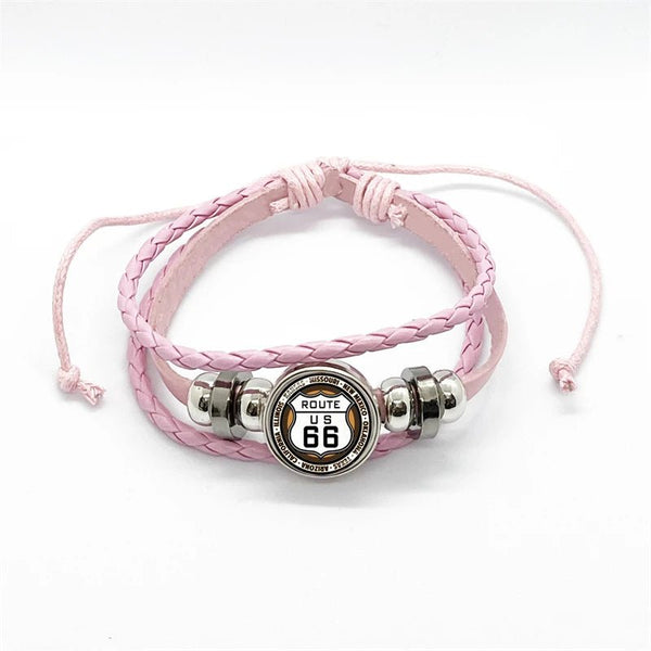 Bracelet en cuir Johnny Hallyday - Rose route 66 15 modèles | Johnny Hallyday Fanclub