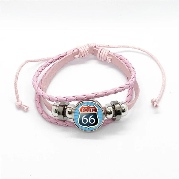 Bracelet en cuir Johnny Hallyday - Rose route 66 15 modèles | Johnny Hallyday Fanclub