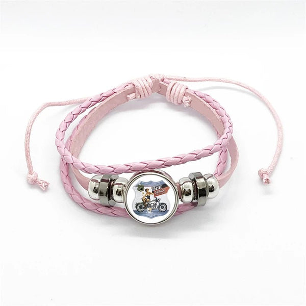 Bracelet en cuir Johnny Hallyday - Rose route 66 15 modèles | Johnny Hallyday Fanclub