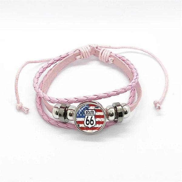 Bracelet en cuir Johnny Hallyday - Rose route 66 15 modèles | Johnny Hallyday Fanclub
