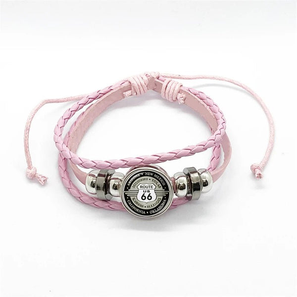 Bracelet en cuir Johnny Hallyday - Rose route 66 15 modèles | Johnny Hallyday Fanclub