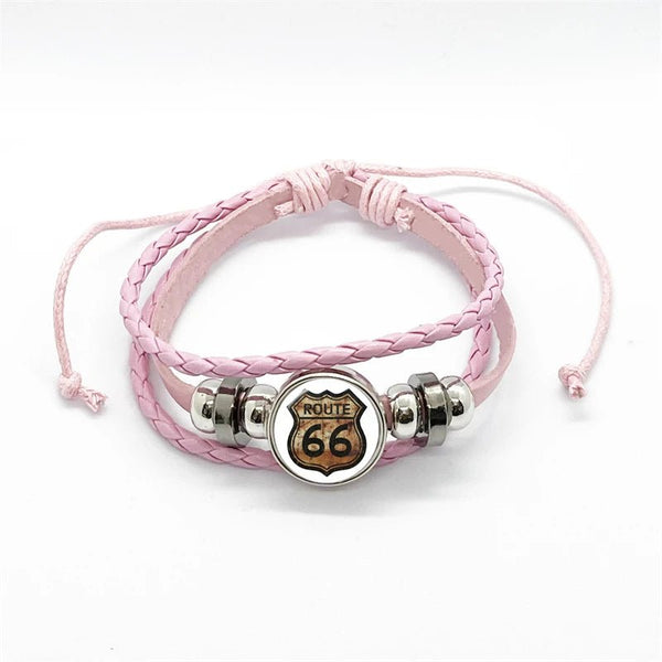 Bracelet en cuir Johnny Hallyday - Rose route 66 15 modèles | Johnny Hallyday Fanclub