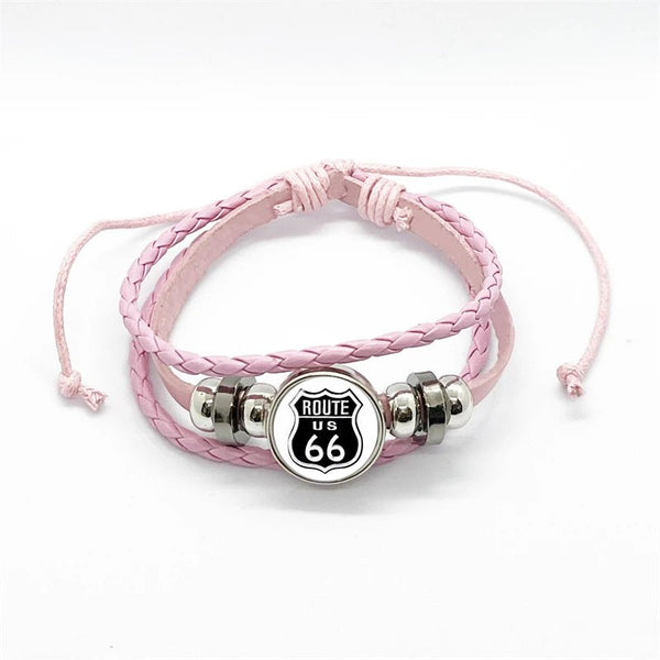 Bracelet en cuir Johnny Hallyday - Rose route 66 15 modèles | Johnny Hallyday Fanclub
