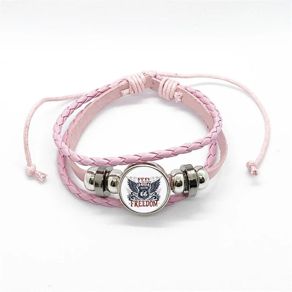 Bracelet en cuir Johnny Hallyday - Rose route 66 15 modèles | Johnny Hallyday Fanclub