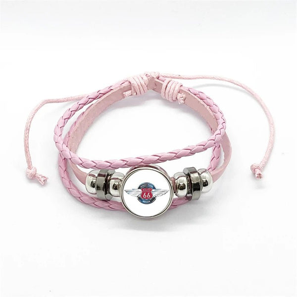 Bracelet en cuir Johnny Hallyday - Rose route 66 15 modèles | Johnny Hallyday Fanclub