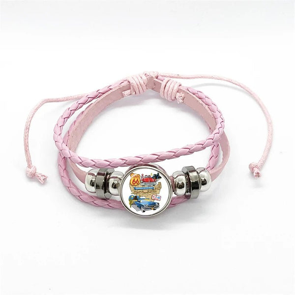 Bracelet en cuir Johnny Hallyday - Rose route 66 15 modèles | Johnny Hallyday Fanclub