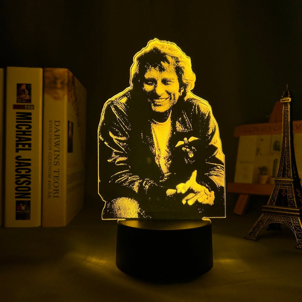SANNELCHEL Super Star Johnny Hallyday 3D Lampe Illusion Chevet LED USB Touch RGB 7 Couleur Table À Changement Night Light Singer Bébé Décoratif Lampe Décor