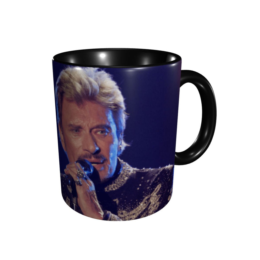 Grand Mug gravé à la main Johnny Hallyday et le sigle J.H