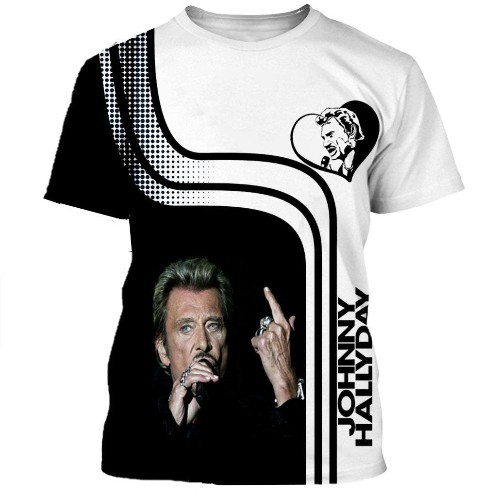 T-shirt Johnny Hallyday 'Que Je T'aime' - Homme 100% Coton - Manches Mi-longues