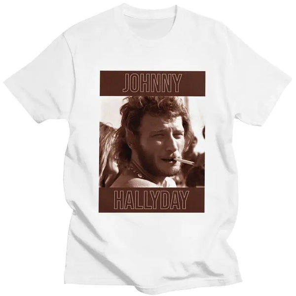Tee-shirt en coton Johnny Hallyday - Esprit rebelle 9 couleurs