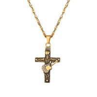 Collier pendentif Johnny Hallyday - Croix squelette