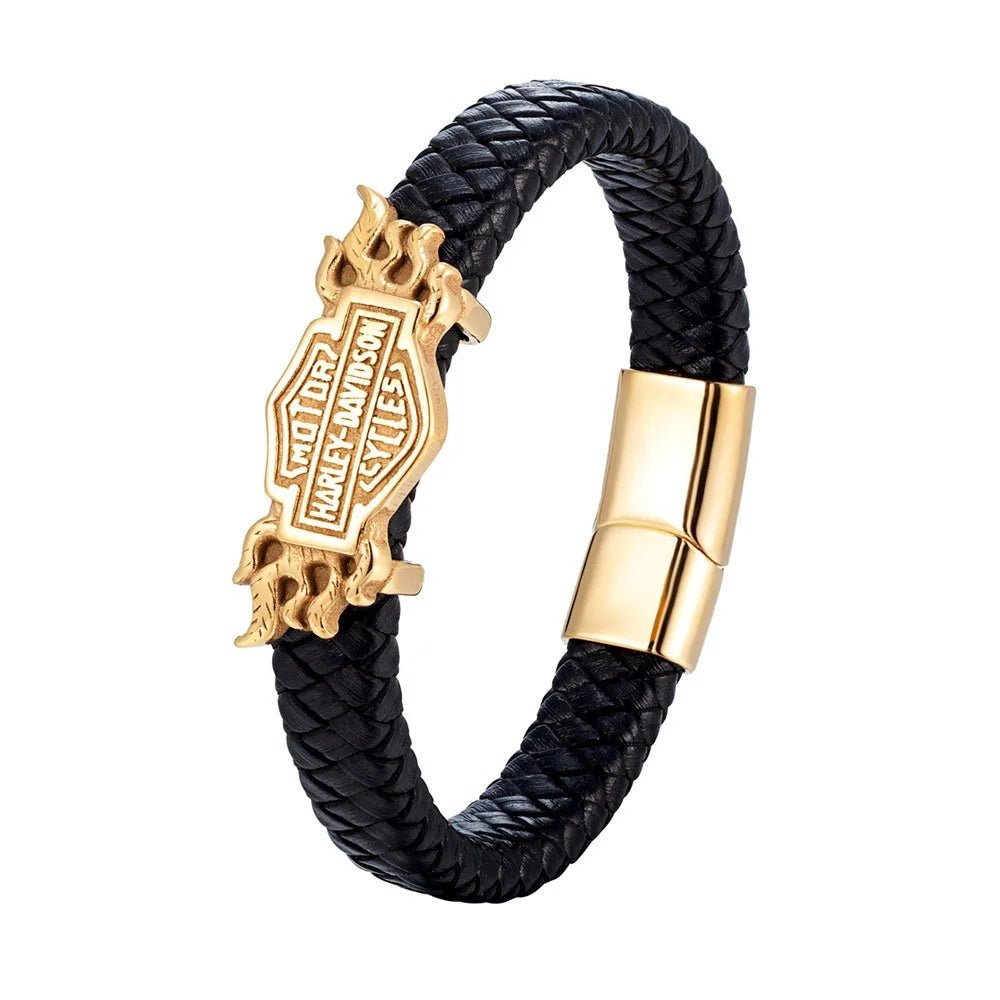 Bracelet Johnny Hallyday – Cuir Tressé Noir Avec Médaillon – Choix Modèle – Neuf