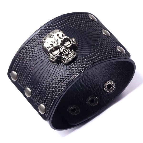 Bracelet en cuir Johnny Hallyday - Tête de mort 3 modèles | Johnny Hallyday Fanclub