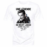 Tee - shirt en coton Johnny Hallyday - Une légende ne meurt jamais 5 couleurs | Johnny Hallyday Fanclub