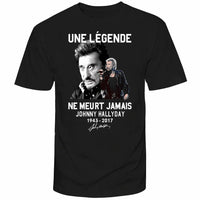 Tee - shirt en coton Johnny Hallyday - Une légende ne meurt jamais 5 couleurs | Johnny Hallyday Fanclub