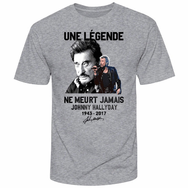 Tee - shirt en coton Johnny Hallyday - Une légende ne meurt jamais 5 couleurs | Johnny Hallyday Fanclub