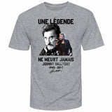 Tee - shirt en coton Johnny Hallyday - Une légende ne meurt jamais 5 couleurs | Johnny Hallyday Fanclub