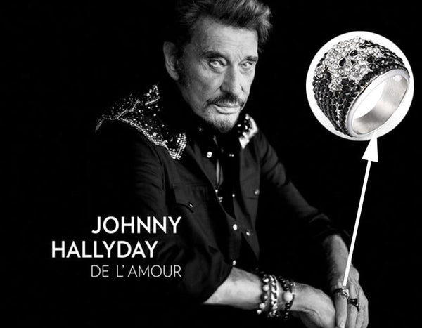 Bague Johnny Hallyday - Tête de mort en zircon | Johnny Hallyday Fanclub