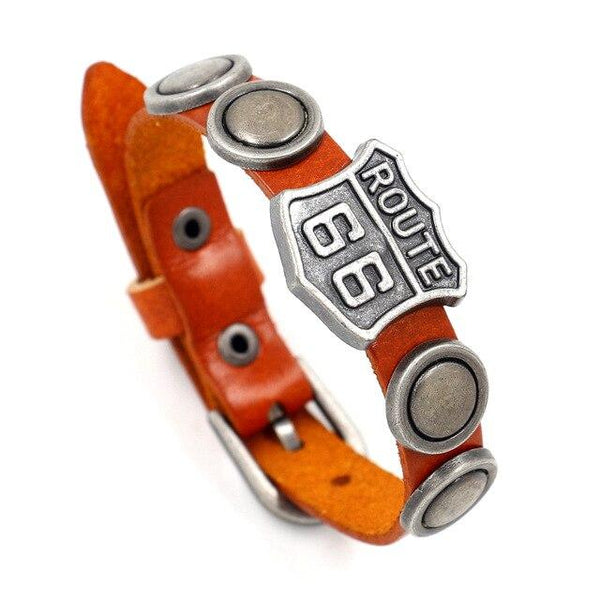 Bracelet en cuir Johnny Hallyday - Route 66 #1 | Johnny Hallyday Fanclub