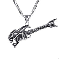 Collier pendentif Johnny Hallyday - Guitare tête de mort | Johnny Hallyday Fanclub