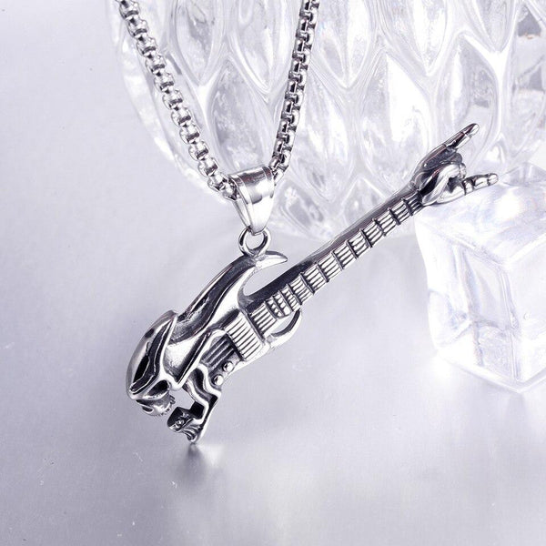 Collier pendentif Johnny Hallyday - Guitare tête de mort | Johnny Hallyday Fanclub