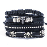 Ensemble de bracelets en cuir Johnny Hallyday - Skulls | Johnny Hallyday Fanclub