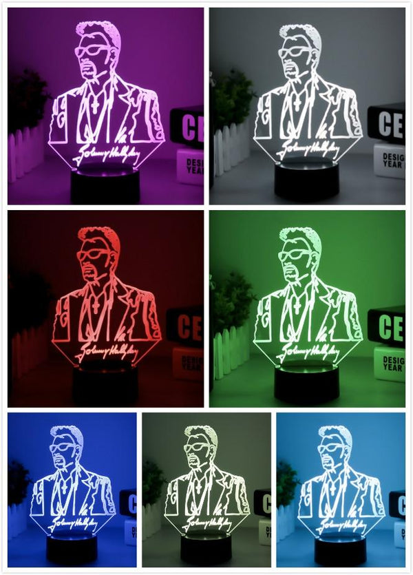 Lampe LED Johnny Hallyday #1 - 7 couleurs | Johnny Hallyday Fanclub