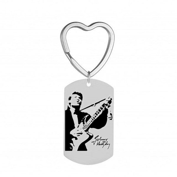 Porte-clé plaque Johnny Hallyday cœur 13 modèles | Johnny Hallyday Fanclub