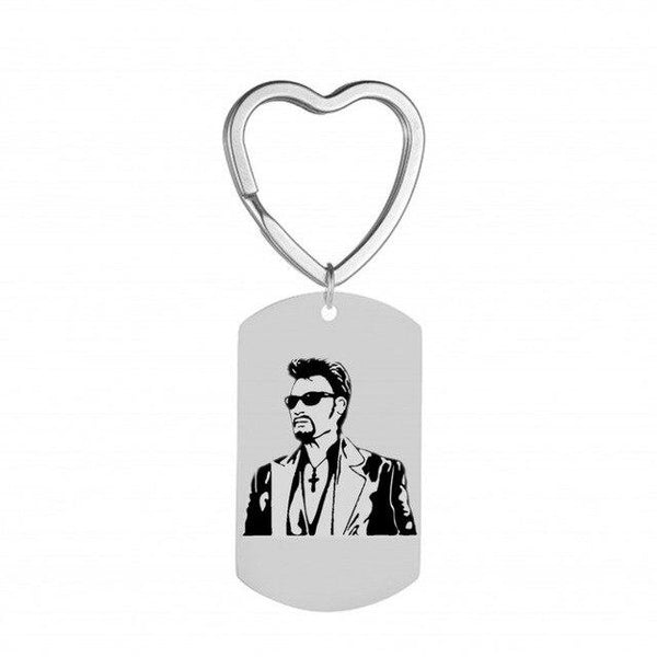 Porte-clé plaque Johnny Hallyday cœur 13 modèles | Johnny Hallyday Fanclub