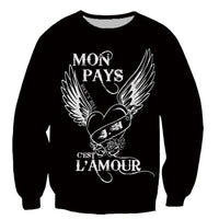 Sweat-shirt JOHNNY HALLYDAY Mon pays c'est l'amour | Johnny Hallyday Fanclub