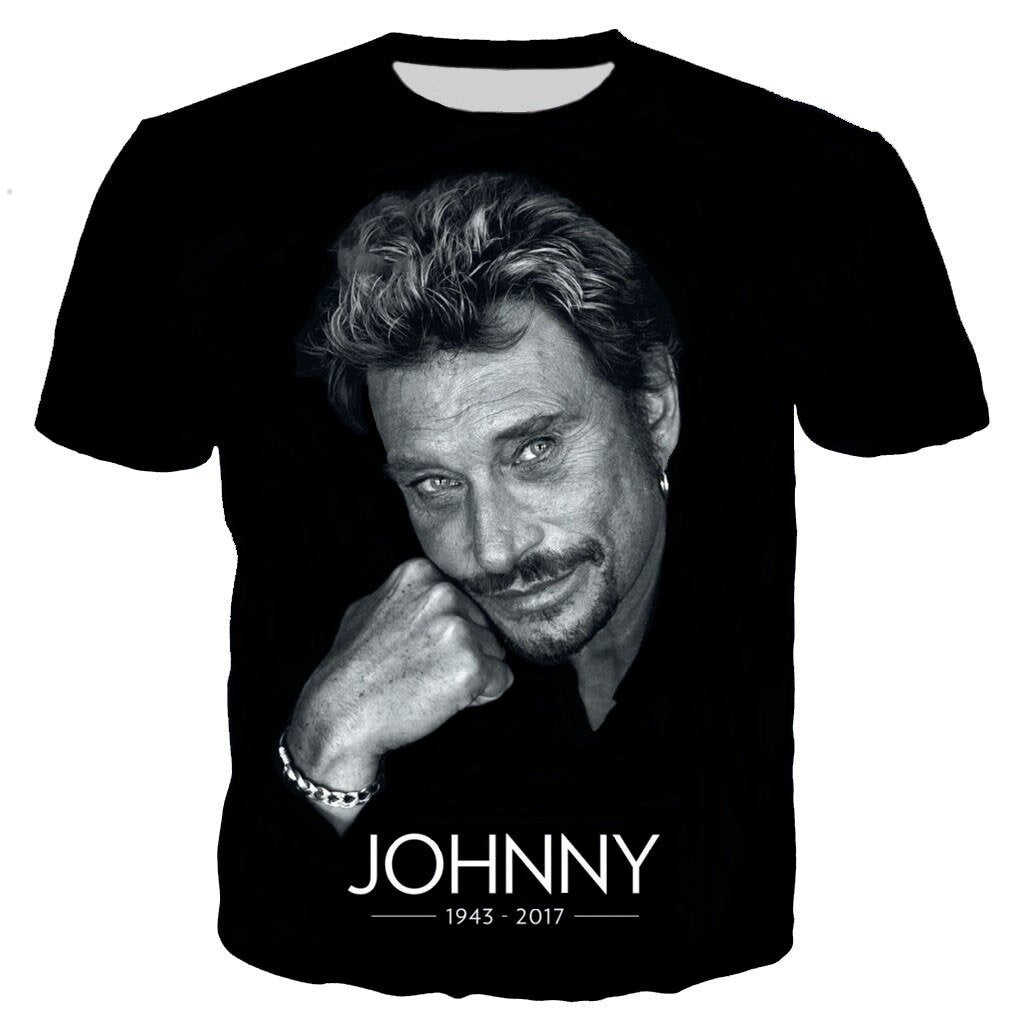 T-shirt Johnny Hallyday "Hallyday Forever", Taille L Gris Anthracite - Neuf Avec étiquette